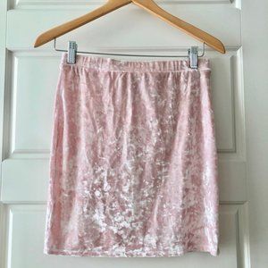 light pink velvet mini skirt